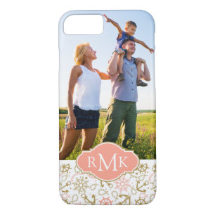 Case-Mate iPhone Case Ancre d'or Pattern  votre photo et monogramme