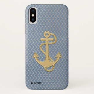 Case-Mate iPhone Case Ancre dorée sur bleu personnalisé