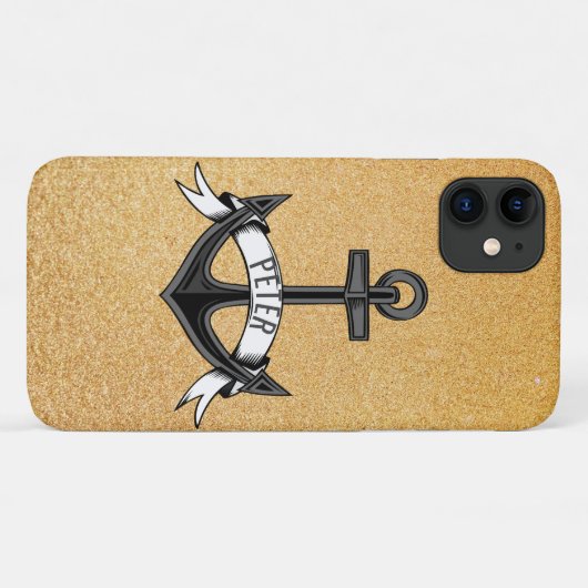 Coques Case-Mate iPhone Ancre Et Parties scintillant Or (Dos (Horizontal))