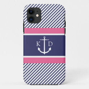 Etui iPhone Case-Mate Ancre et rayures et &Pink nautiques de marine de