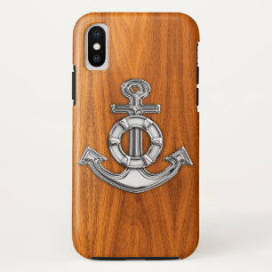 Case-Mate iPhone Case Ancre Lifesaver en acier sur la plaque en teck