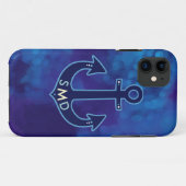 Coques Case-Mate iPhone ancre marine bleue personnalisée (Dos (Horizontal))