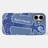 Coques Case-Mate iPhone ancre marine bleue personnalisée (Verso (horizontal))