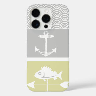 iPhone 16 Pro Case Ancre marine jaune et gris Vane météorologique