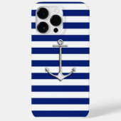 Coques Case-Mate iPhone Ancre mince en argent sur les rayures nautiques (Verso)