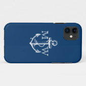 Coques Case-Mate iPhone Ancre, Monogramme nautique (Dos (Horizontal))