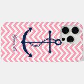 Coques Case-Mate iPhone Ancre Motif blanc bleu et rose Zigzag (Verso (horizontal))
