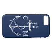 Coques Case-Mate iPhone Ancre nautique | décoré d'un monogramme de croquis (Dos (Horizontal))