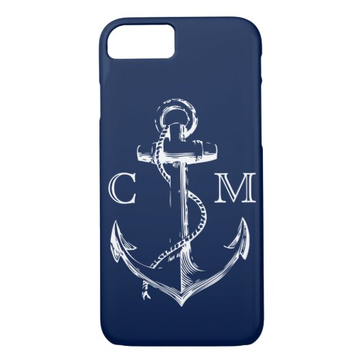 Coques Case-Mate iPhone Ancre nautique | décoré d'un monogramme de croquis (Dos)