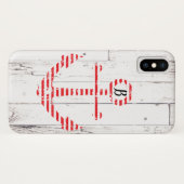 Coques Case-Mate iPhone Ancre Naútíque Rayures Rouges Blanc Bois (Dos (Horizontal))