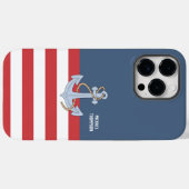 Coques Case-Mate iPhone Ancre nautique tendance Monogramme avec rayures ma (Verso (horizontal))