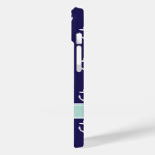 Coques Case-Mate iPhone Ancres bleu marine et menthe monogramme (Verso / Gauche)