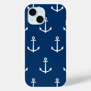 Coque Pour iPhone 15 Ancres bleu marine Motif 1