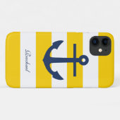 Coques Case-Mate iPhone Ancres bleues et jaunes blanches Aweigh (Dos (Horizontal))