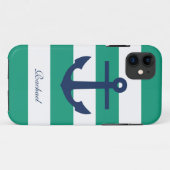 Coques Case-Mate iPhone Ancres bleues et vertes blanches Aweigh (Dos (Horizontal))