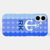 Coques Case-Mate iPhone ancres nautiques et initiales (Verso (horizontal))
