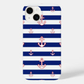Coques Case-Mate iPhone Ancres sur Bleu Stripes Style Nautique (Verso)
