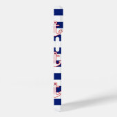 Coques Case-Mate iPhone Ancres sur Bleu Stripes Style Nautique (Verso / Droite)