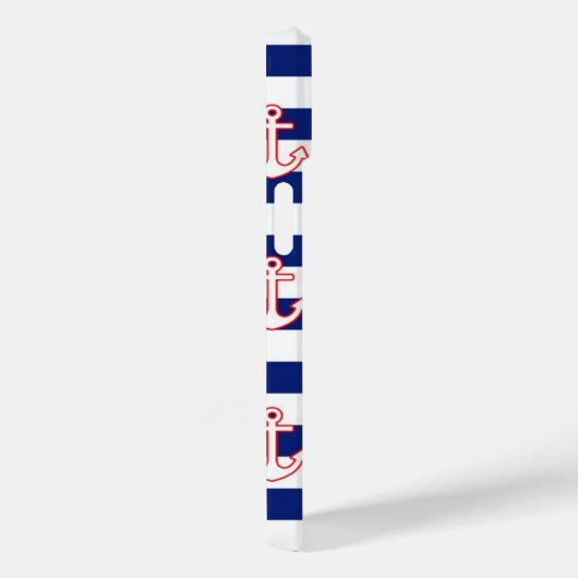 Coques Case-Mate iPhone Ancres sur Bleu Stripes Style Nautique (Verso / Droite)