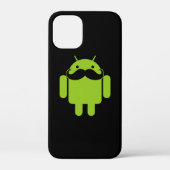 Coques Case-Mate iPhone Android Robot Icon Mustache sur noir (Verso)