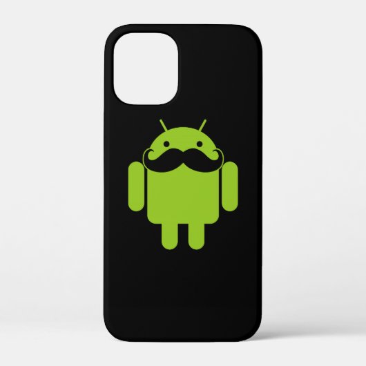 Coques Case-Mate iPhone Android Robot Icon Mustache sur noir (Verso)