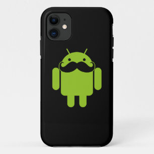 Case-Mate iPhone Case Android Robot Icon Mustache sur noir