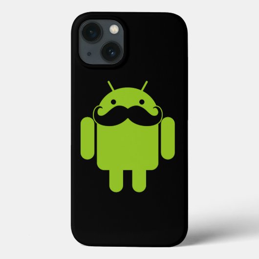 Coques Case-Mate iPhone Android Robot Moustache sur Fond Noir (Verso)