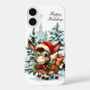 Coques iPhone 16 âne de vacances de Noël festif