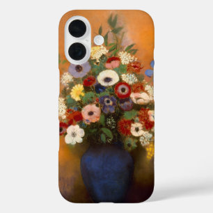 Coques iPhone 16 Anémones vintages et lilas dans un vase bleu