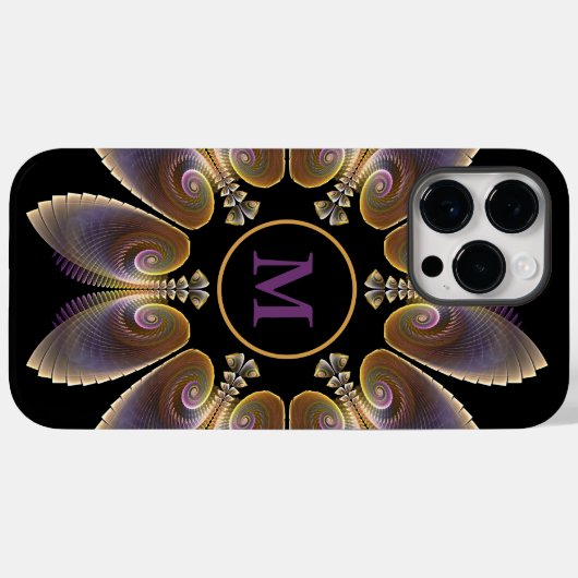 Coques Case-Mate iPhone Ange Abstraite ailes Mandala Monogramme fractal (Verso (horizontal))