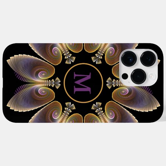 Coques Case-Mate iPhone Ange Abstraite ailes Mandala Monogramme fractal (Verso (horizontal))