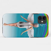 Coques Case-Mate iPhone Ange blanc sous l'arc-en-ciel (Dos (Horizontal))