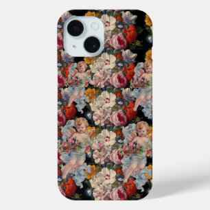 COQUE POUR iPhone 15 ANGE DÉMONIQUE CUEILLANT DES ROSES ET DES FLEURS R