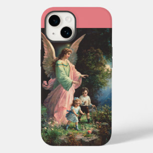 Coque Pour iPhone 14 Ange gardien protégeant des enfants près d'une cor