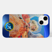 Coques Case-Mate iPhone ANGE MUSICAL, Sapphire Bleu Monogramme (Verso (horizontal))