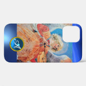 Coques Case-Mate iPhone ANGE MUSICAL, Sapphire Bleu Monogramme (Verso (horizontal))