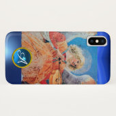 Coques Case-Mate iPhone ANGE MUSICAL, Sapphire Bleu Monogramme (Dos (Horizontal))