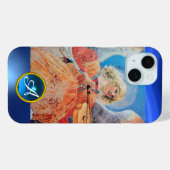 Coques Case-Mate iPhone ANGE MUSICAL, Sapphire Bleu Monogramme (Verso (horizontal))