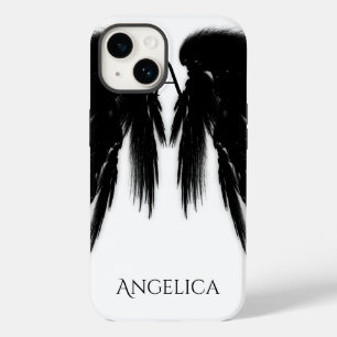Coque Pour iPhone 14 ANGE NOIR AILES Monogramme