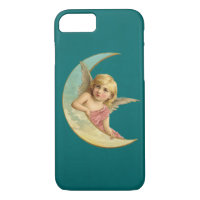 Angel dans une image vintage lune croissant