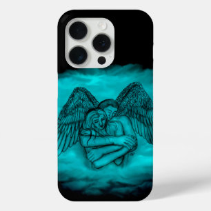 Coque iPhone 15 Pro Angel Eros en amour dans le design noir et vert