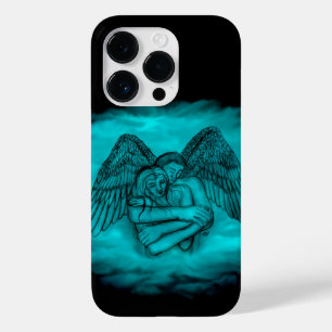 Coque Pour iPhone 14 Pro Angel Eros en amour dans le design noir et vert