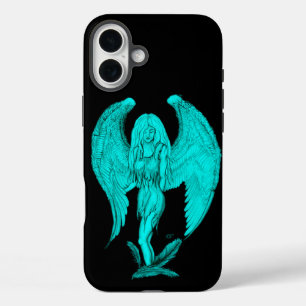 Coques iPhone 16 Plus Angel, Noir et Vert design