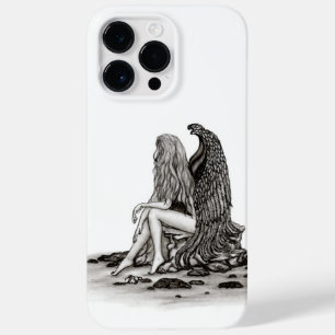 Coque Pour Pour iPhone 14 Pro Max Angel, perdu dans la pensée, noir et blanc Design