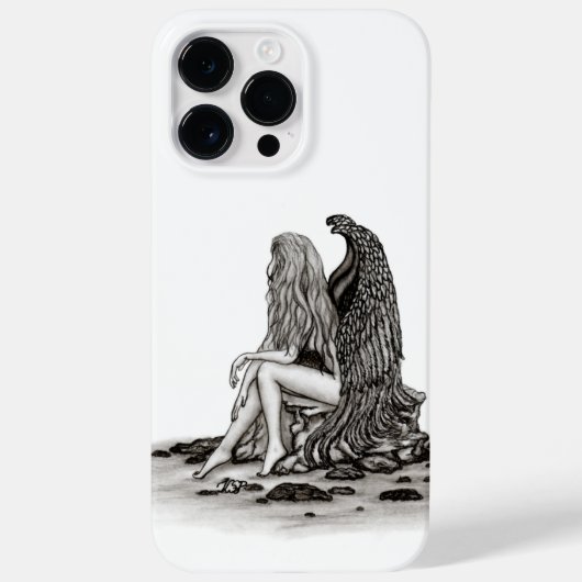 Coques Case-Mate iPhone Angel, perdu dans la pensée, noir et blanc Design (Verso)