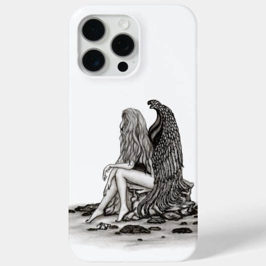 Coques Case-Mate iPhone Angel, perdu dans la pensée, noir et blanc Design (Verso)