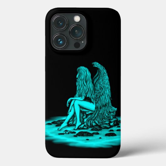 Coques Case-Mate iPhone Angel, perdu dans la pensée, noir et vert Design (Verso)