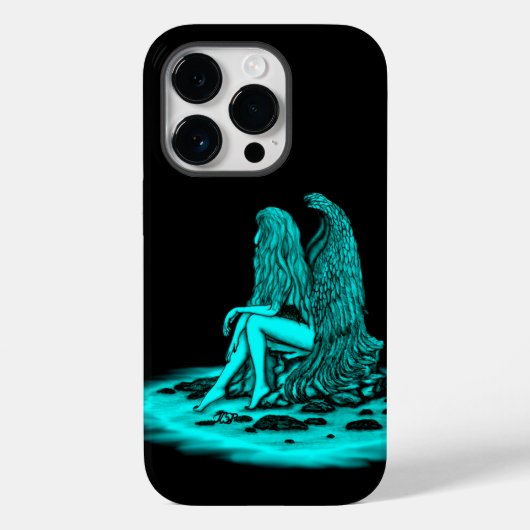 Coques Case-Mate iPhone Angel, perdu dans la pensée, noir et vert Design (Verso)