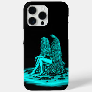 Coque iPhone 15 Pro Max Angel, perdu dans la pensée, noir et vert Design