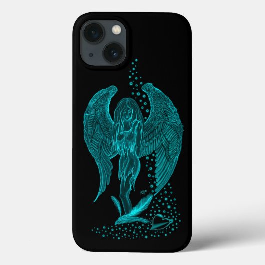 Coques Case-Mate iPhone Angel perdu en amour, noir et vert Design (Verso)